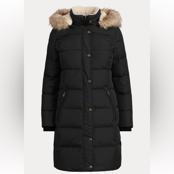 Lauren Ralph Lauren Jackets & Blazers - NWT Lauren Ralph Lauren Women's Faux Fur Trim Hooded Down Puffer Coat XS Black